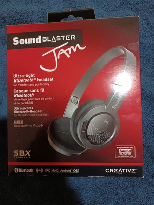 Creative Sound Blaster Jam Bluetooth headphones used with box missing ear pads