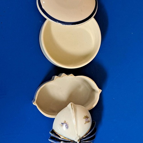 Vintage mini jewelry boxes set of 4 used, white with handpainted designs