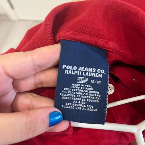 Polo Jeans Co. Ralph Lauren Women's Polo Shirt Size Medium Used Red Logo