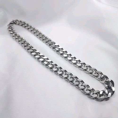 Stainless Steel Curb Chain Necklace 50 cm new, silver
