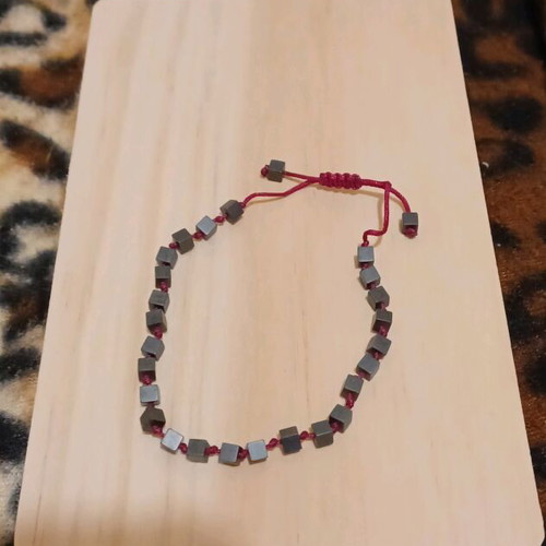 Handmade bracelet with hematite cubes like new