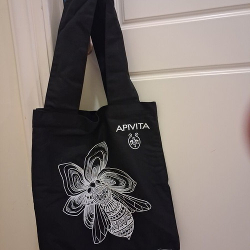 Apivita black cotton tote bag