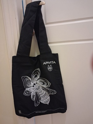 Apivita black cotton tote bag