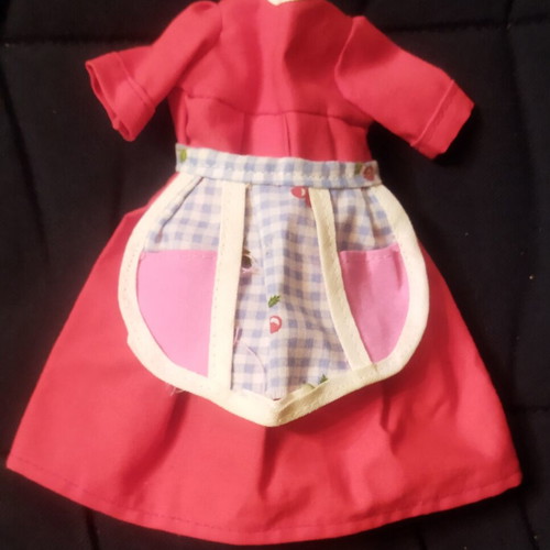 Bibibo vintage doll dress with apron, red