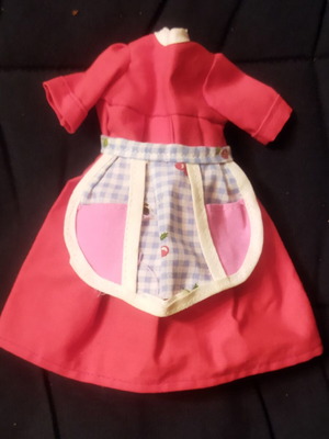Bibibo vintage doll dress with apron, red
