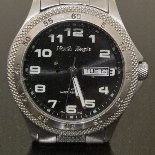 North Eagle Quartz men's watch stainless steel 10 ATM water resistant used