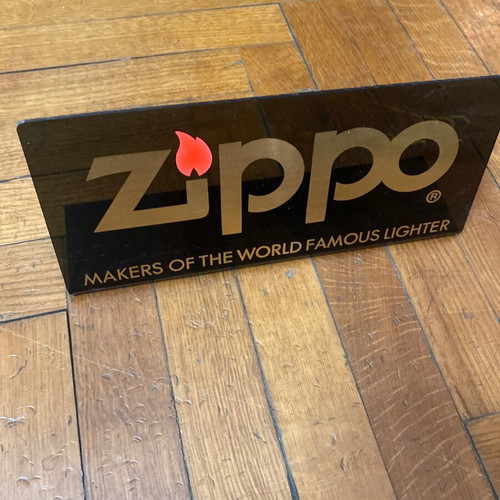 Zippo promotional plexiglass tabletop sign used