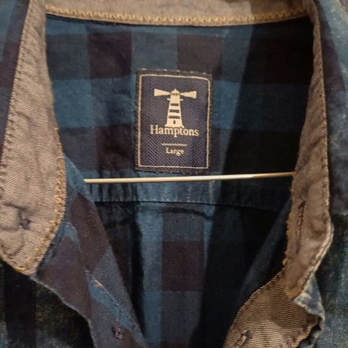 Hamptons men's regular fit large shirt used, blue checkered