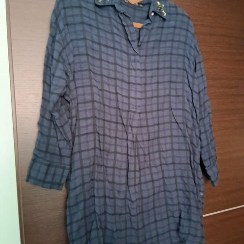 Zara shirt wide long cotton like new with embroidery and beads