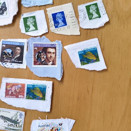 Stamps used, pack of 40, from Australia, England, Liberia