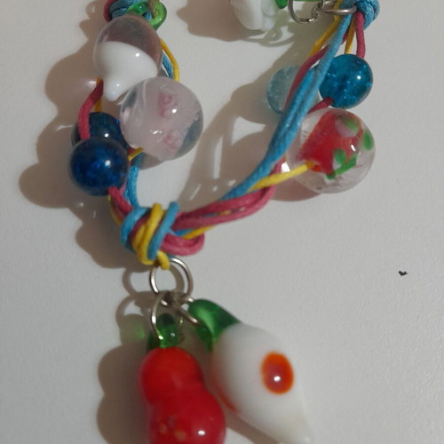 Handmade necklace like new with colorful glass elements