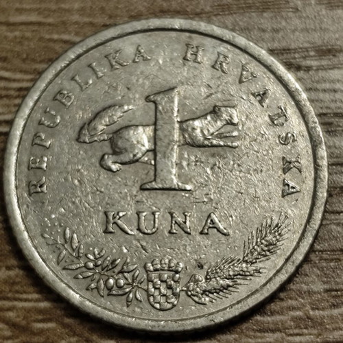 Croatian 1 Kuna coin used, 2000, nickel alloy