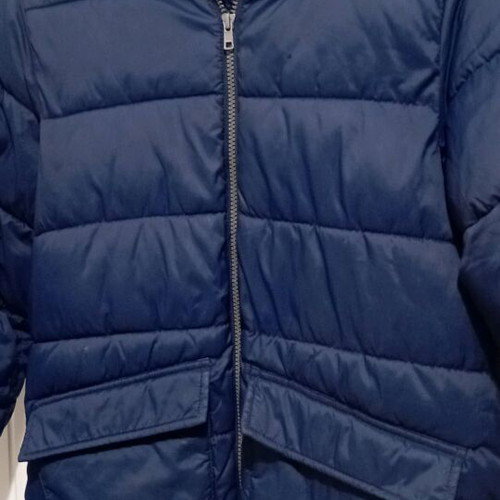 Benetton jacket for 12 years like new, navy blue with hood and fur lining