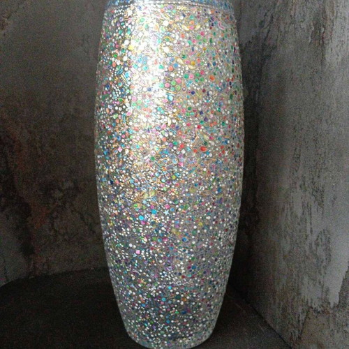 Glass vase hand decorated 26 cm new