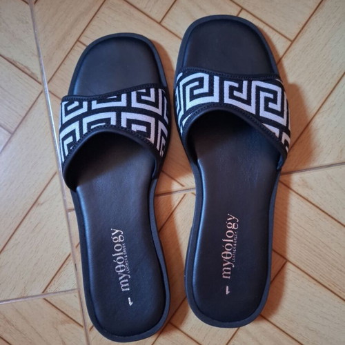 Mythology leather women's slides black and white size 41 new