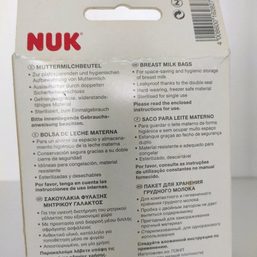 Nuk σακουλάκια αποθήκευσης μητρικού γάλακτος 25τμχ 180ml καινούργιο