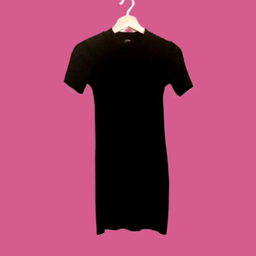 Bershka black rib mini dress like new, size S