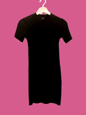 Bershka μαύρο rib μίνι φόρεμα σαν καινούργιο, μέγεθος S