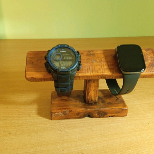 Handmade olive wood watch stand new