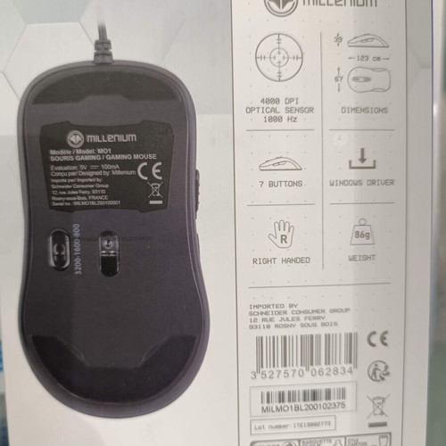 Millenium MO1 wired black mouse new, gaming