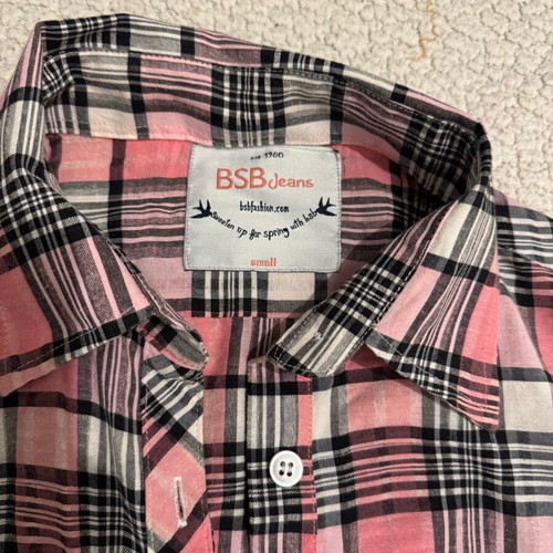 BSB pink checkered shirt like new