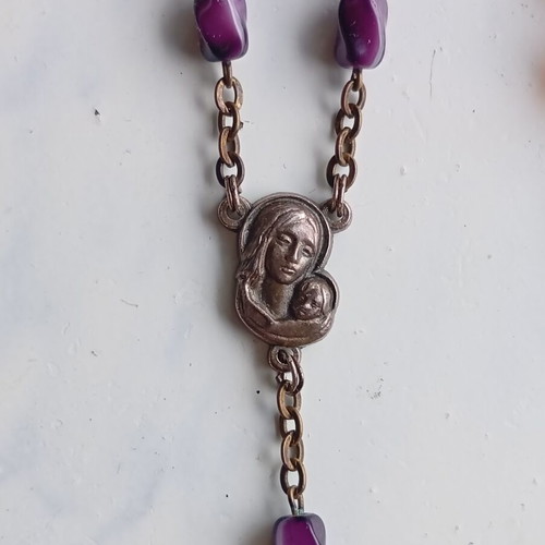 Christian Rosaries with Amethyst Stones used, set of two
