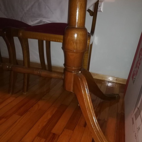 Solid dining table used, handmade with veneer