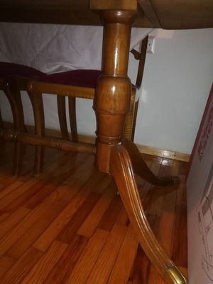 Solid dining table used, handmade with veneer