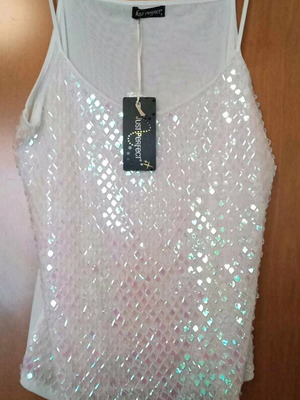 Ivory blouse with straps new, 100% polyester