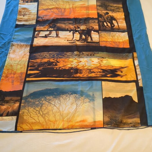 Kaftan with Jungle Theme like new, one size, blue and brown