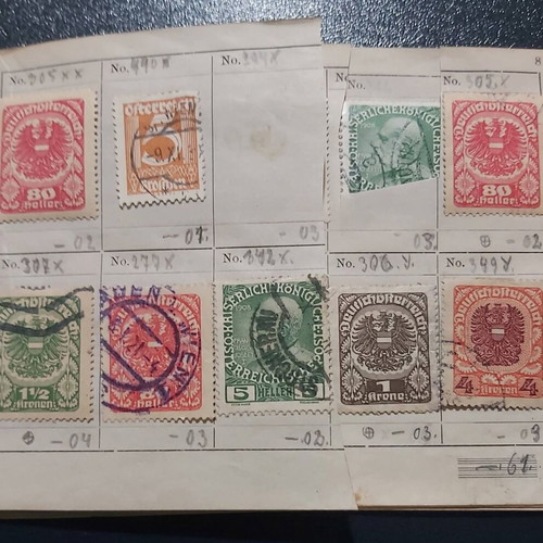 Stamp album used with Austrian stamps, all sealed with hinges