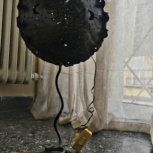 Table iron lamp used, black-brown color