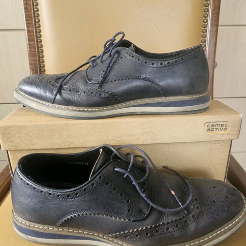 Camel Active leather men's shoes used, size 45, navy blue