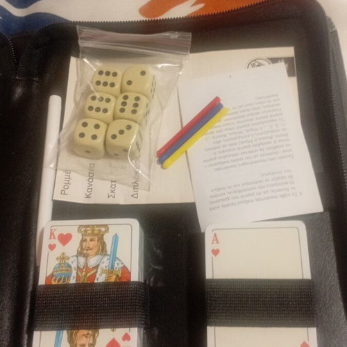 Vintage card game set like new with dice and travel case
