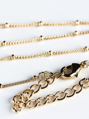 Gold thin ball chain necklace with clasp and extension, new