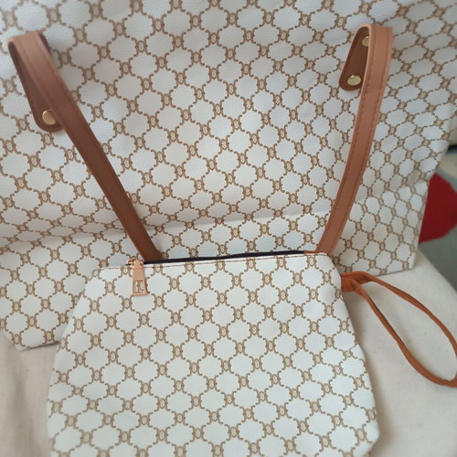 Women's shoulder bag new, soft material, includes wallet pouch, white