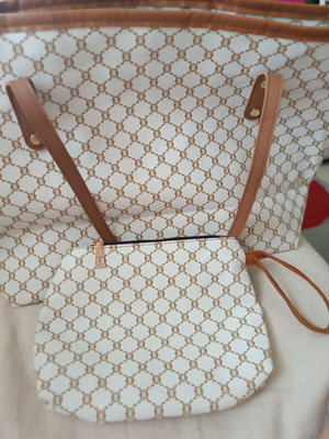 Women's shoulder bag new, soft material, includes wallet pouch, white