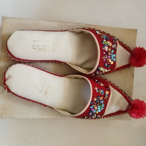 Deichmann vintage women's slippers 80s-90s, red, made in Italy