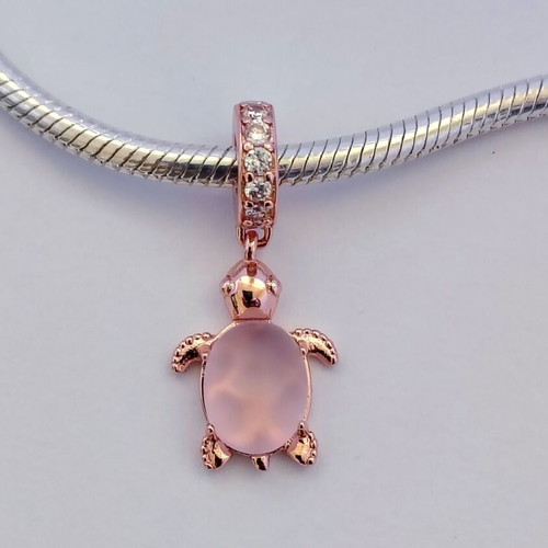 Charm pink sea turtle silver S925 with Murano new