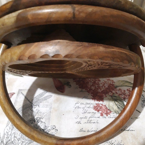 Handmade folding wooden basket made of rosewood like new