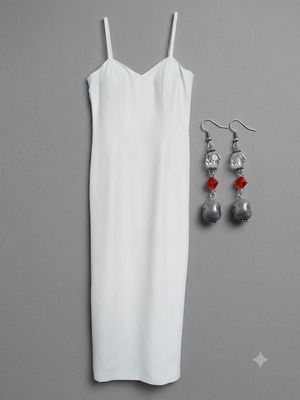 Mario Alessandro Maxi Evening Dress M with Gift Earrings, Like New