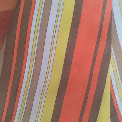 1970s striped dress with bib front and puff sleeves used