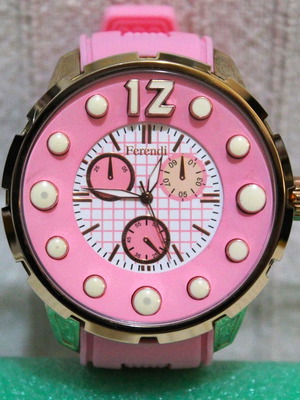 Ferendi women's watch new with pink rubber strap