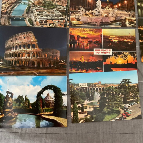 Set of 10 vintage 80s collectible crates postales from three Italian cities in excellent condition