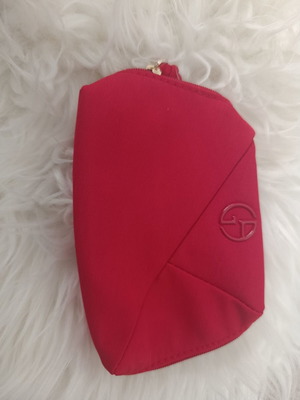 Armani Beauty red cosmetic pouch