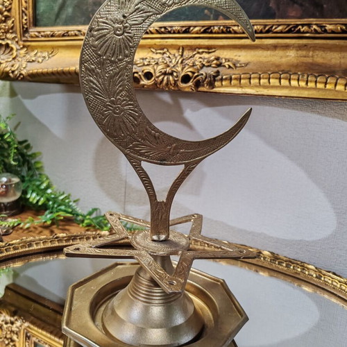 Vintage brass desktop decoration Crescent and Star