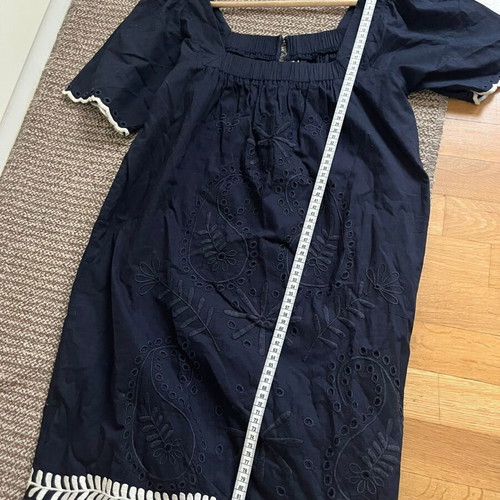 Topshop Navy Embroidered Cotton Dress like new