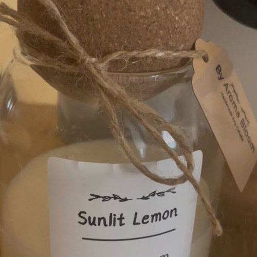 Glass candle with cork lid 300gr Sunlit Lemon new