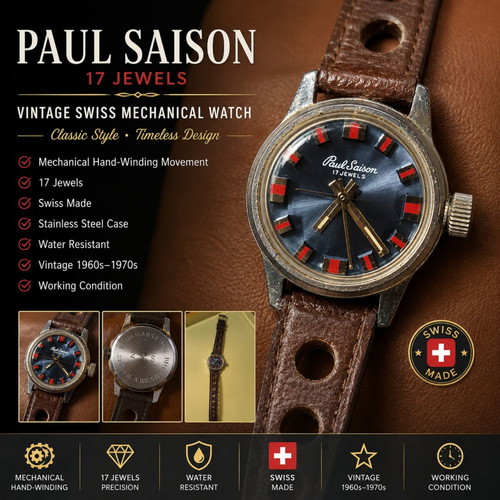 Paul Saison 17 Jewels Swiss Mechanical Watch, vintage