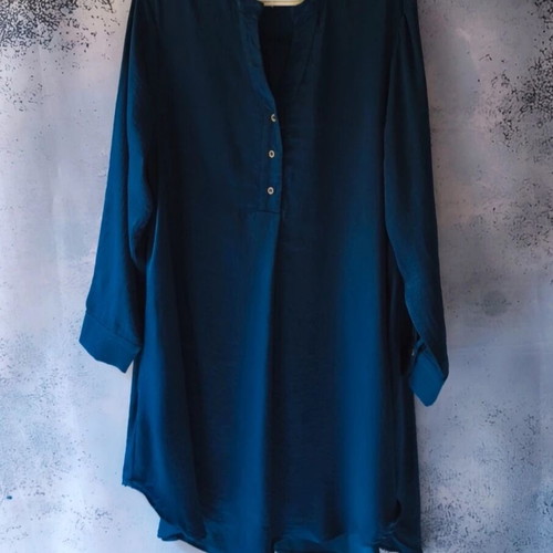 Oversized tunic shirt dress used, dark blue, one size